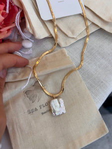 Fresh Water (Square) coin Pearl Necklace