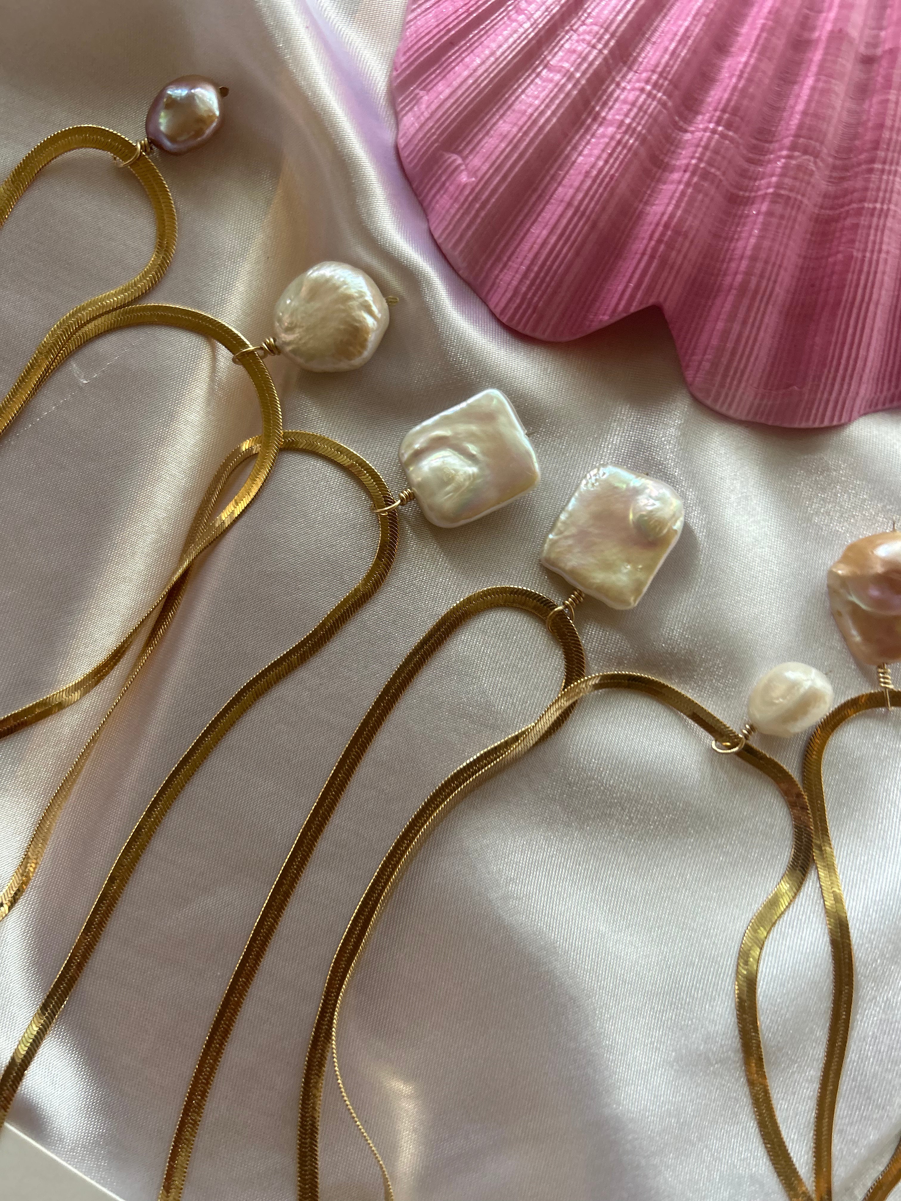 Fresh Water (Square) coin Pearl Necklace